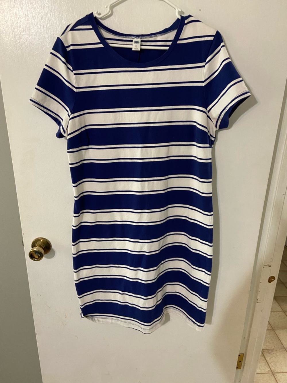Old Navy Navy and White Striped Tee Dress